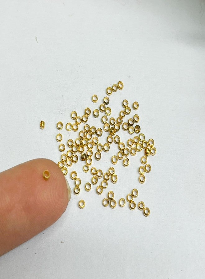 Excellentcrafts 2mm Brass Crimp Beads � Metal Round Spacer Stopper Beads for DIY Jewellery Making (100pcs Pack) (Gold) - Image 3